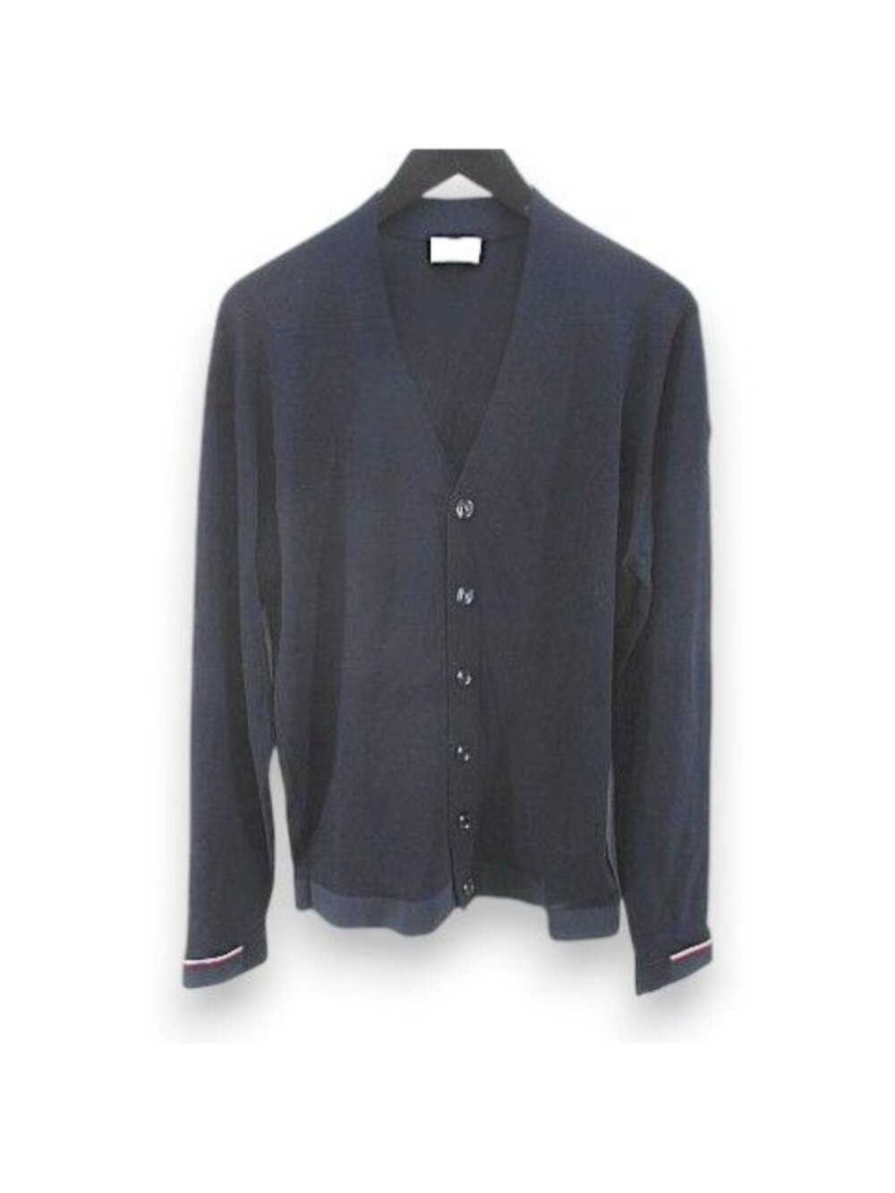 Moncler Maglia Tricot Cardigan Long Sleeve Knit M Navy Logo Letter Embroidery